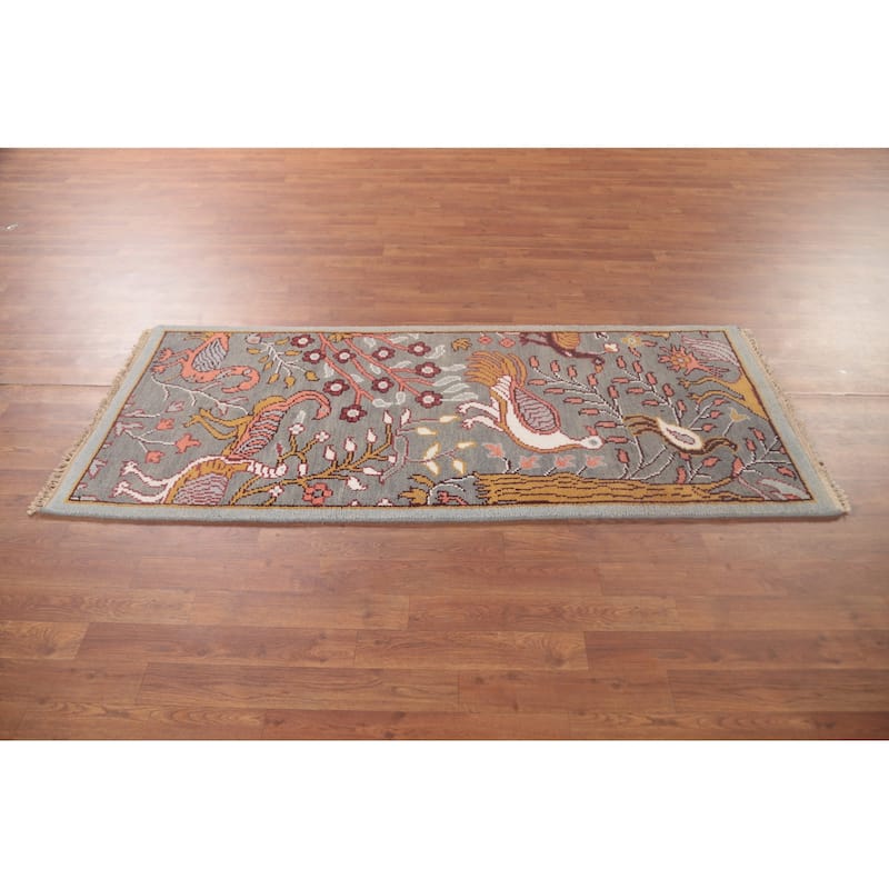 Animal Pictorial Ziegler Accent Rug Handmade Oriental Wool Carpet - 2'6"x 6'0"