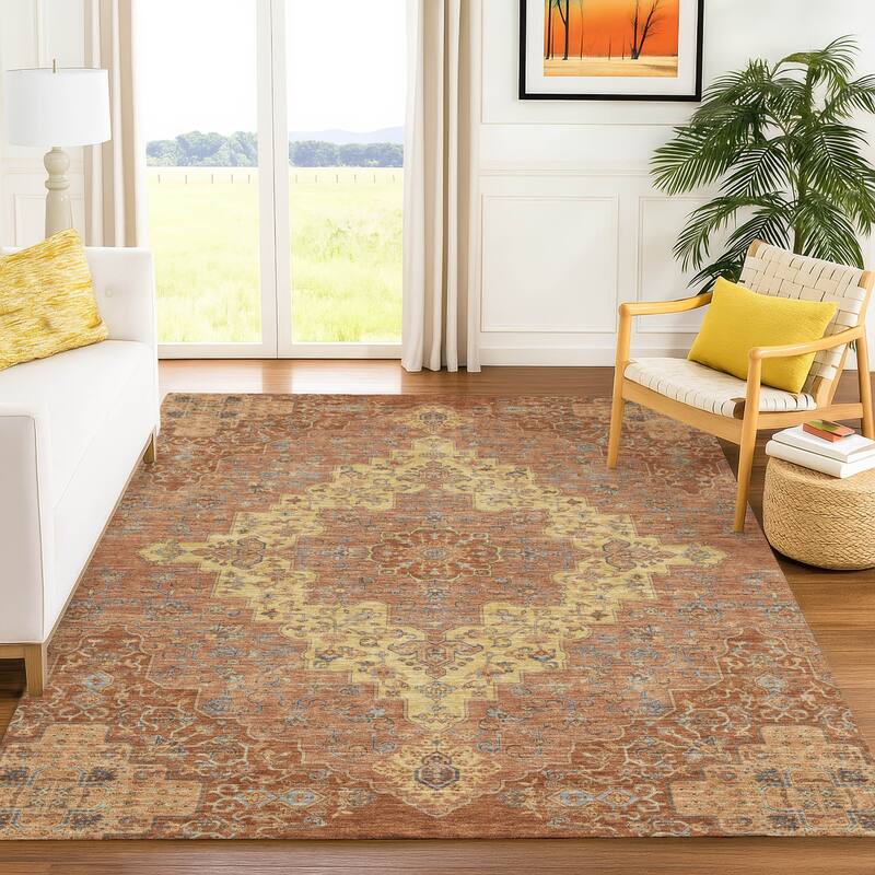 Machine Washable Indoor/ Outdoor Traditional Karachy Chantille Rug