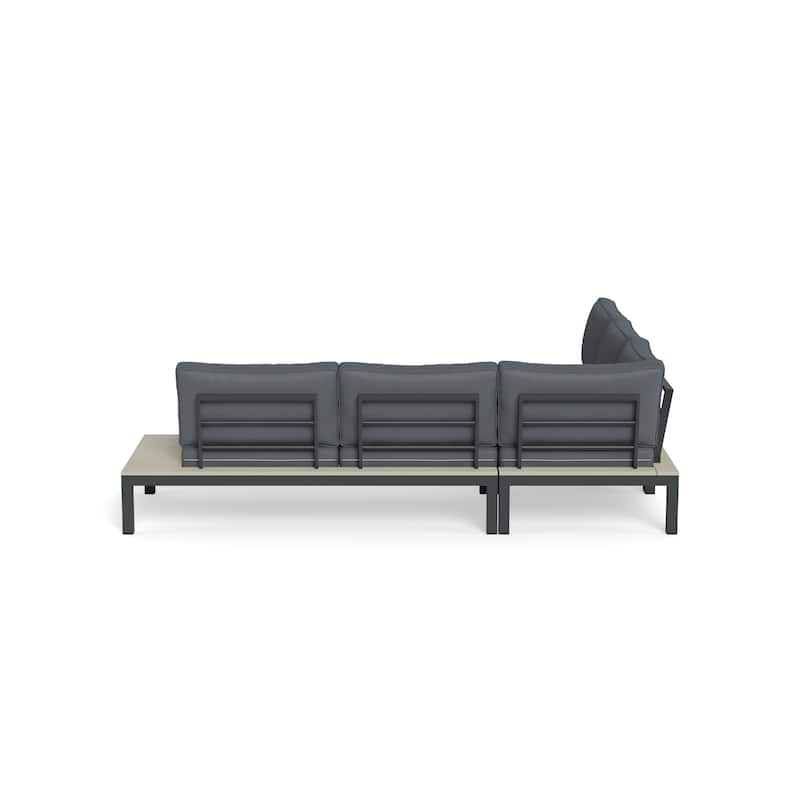 Lakeview Aluminum Outdoor Sectional Sofa with Charcoal Cushions