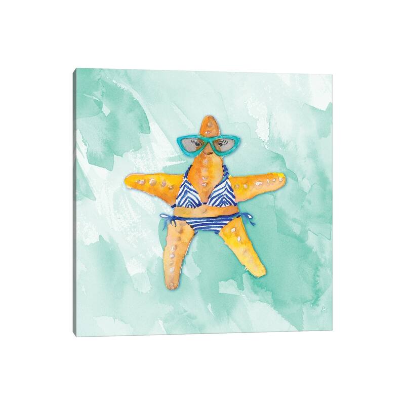 iCanvas "Blue Bikini Starfish on Watercolor" by Lanie Loreth Canvas Print