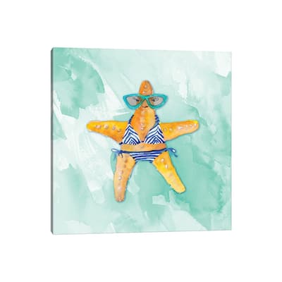 iCanvas "Blue Bikini Starfish on Watercolor" by Lanie Loreth Canvas Print