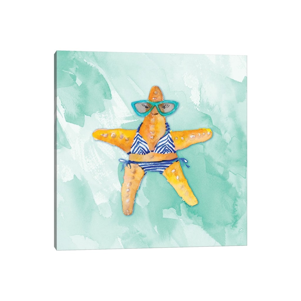 iCanvas "Blue Bikini Starfish on Watercolor" by Lanie Loreth Canvas Print