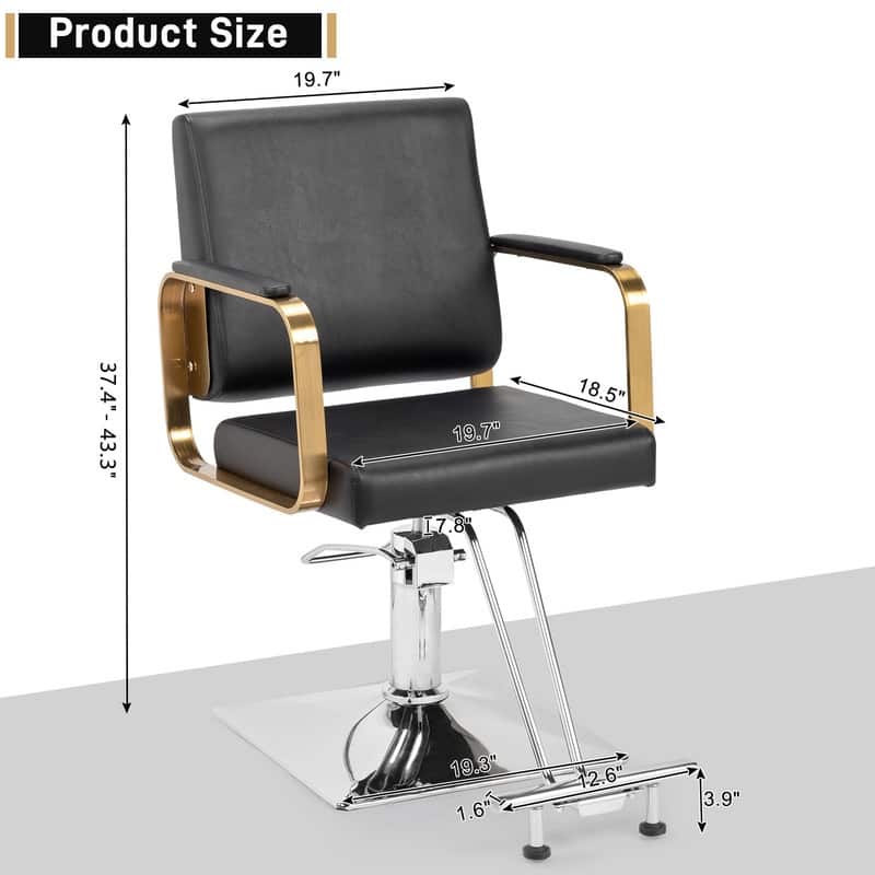 PVC Leather Stainless Steel Armrests Footrests Square Chassis Salon Chair - N/A