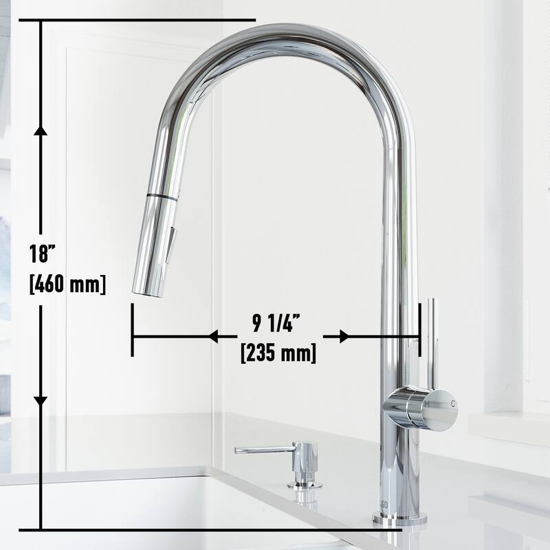 VIGO Greenwich 18" H Single Handle Pull-Down Sprayer Kitchen Faucet