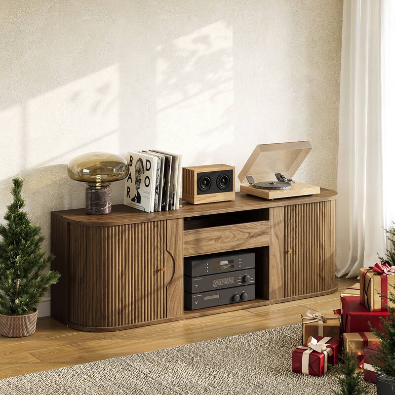 70" Mid-Century Modern Projector TV Stand, for TV or Ultra-Short Throw Projector - 70'' W × 15.7'' D × 23'' H