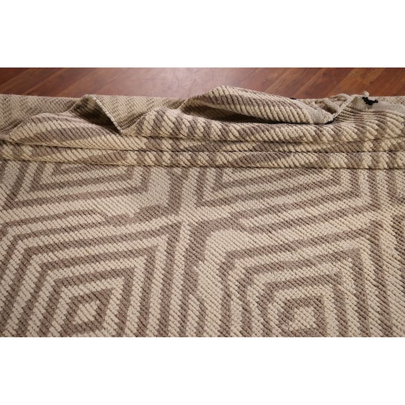 All-Over Geometric Moroccan Large Area Rug Handmade Wool Carpet - 9'10"x 14'9"