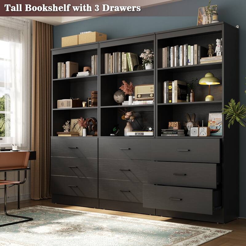 23.6" W Closet System with 3 Wooden Drawers and Storage Shelves, 2FT Sturdy Walk-in Organizer Storage Unit