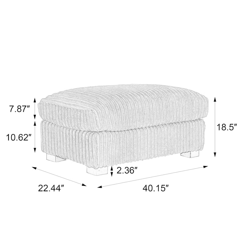Modern Interior Rectangle Faux Fur Ottoman