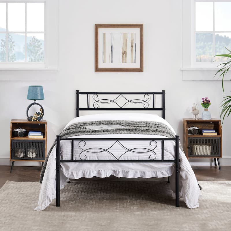 Taomika 3-pieces Bedroom Set with Metal Bed Frame and Nightstands