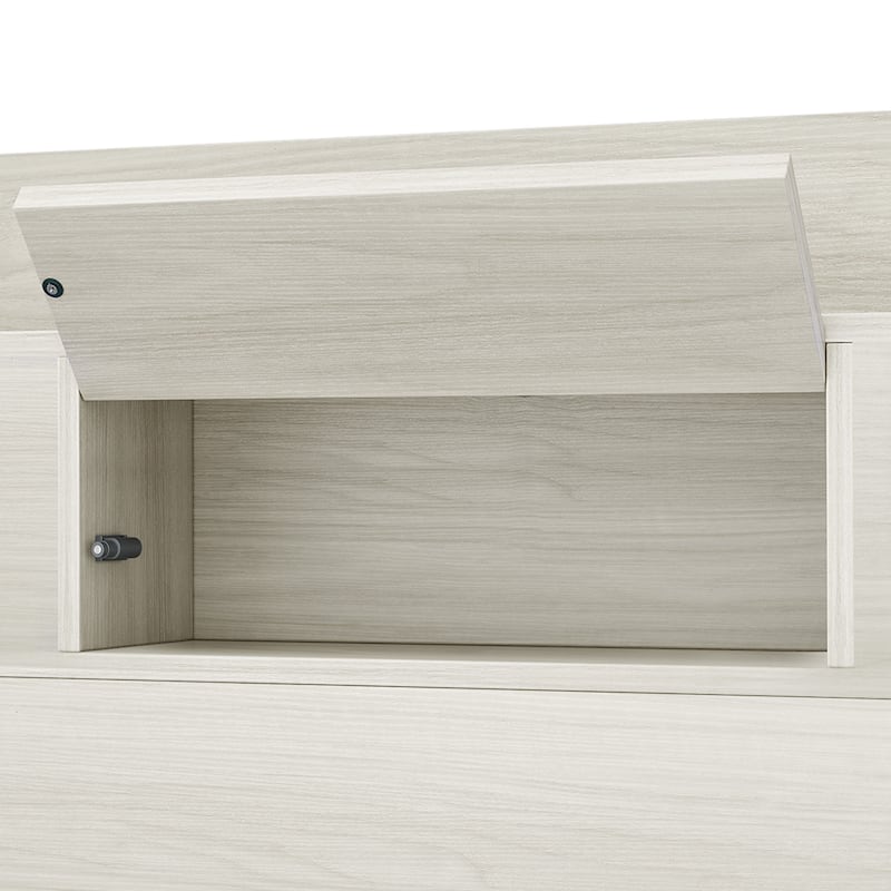 Moasis LED Bed Frame with Bookcase Headboard, 4 Storage Drawers and Type-C USB Charging Station