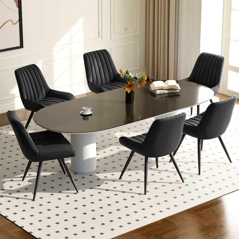 Modern Dining Chairs Set of 4, Comfy Dining Room Chairs with Thick Cushions, Upholstered Fabric Chairs with Metal Legs