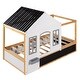 preview thumbnail 8 of 7, Twin Size Playhouse Design House Shaped Canopy Bed with Roof,Window,Blackboard and Little Shelf,Superior Quality Material