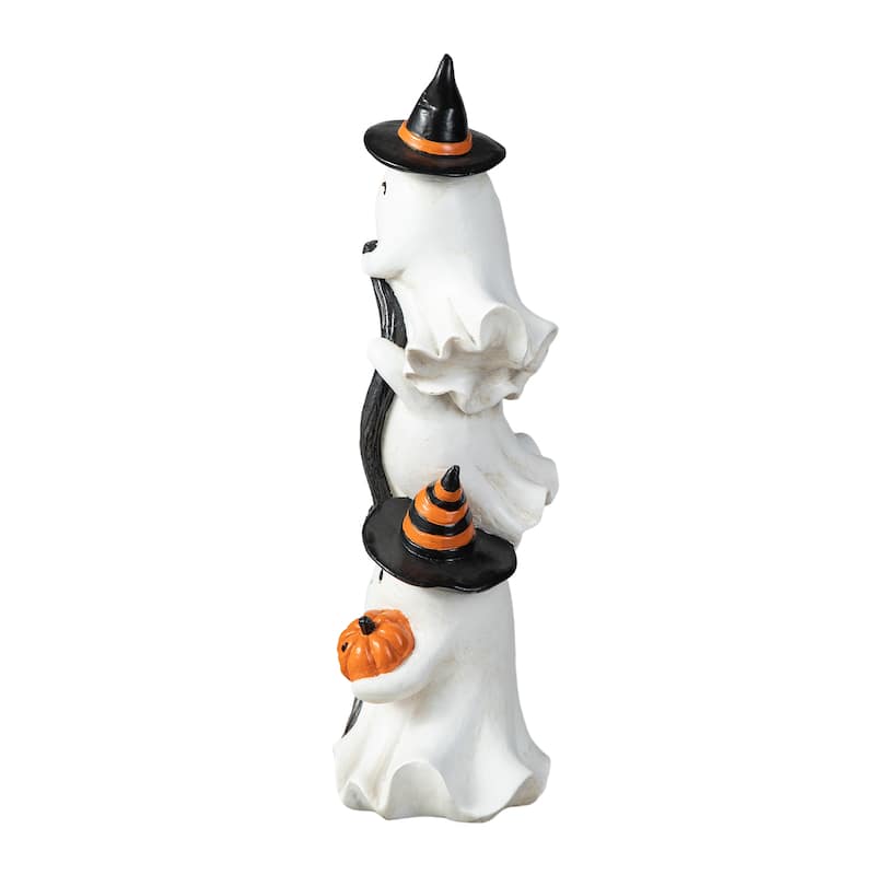Glitzhome 13''H Halloween Polyresin Pink or White Stacked Ghost Table Decor