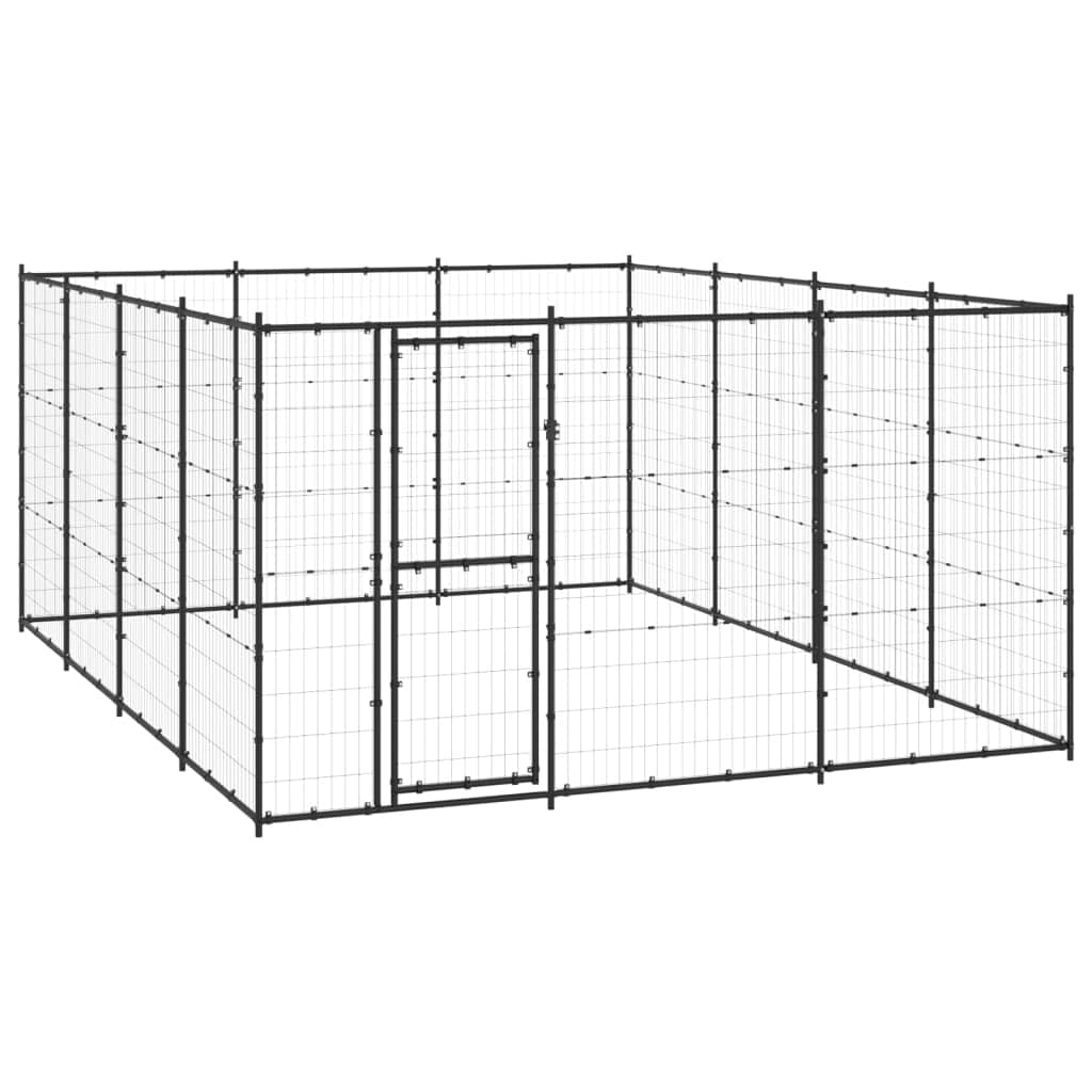 vidaXL Outdoor Dog Kennel Dog Pen Pet Crate Kennel Cage Fence for Yard Steel