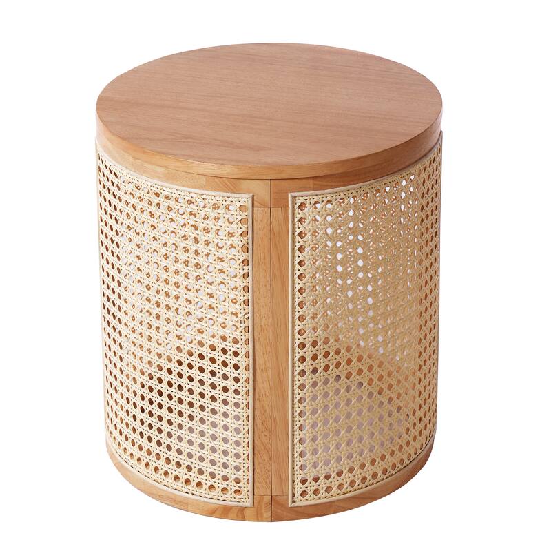 Christopher Knight Home - Elna Round Rubber Solid Wood Side Table in Natural Finish, Compact Modern Accent