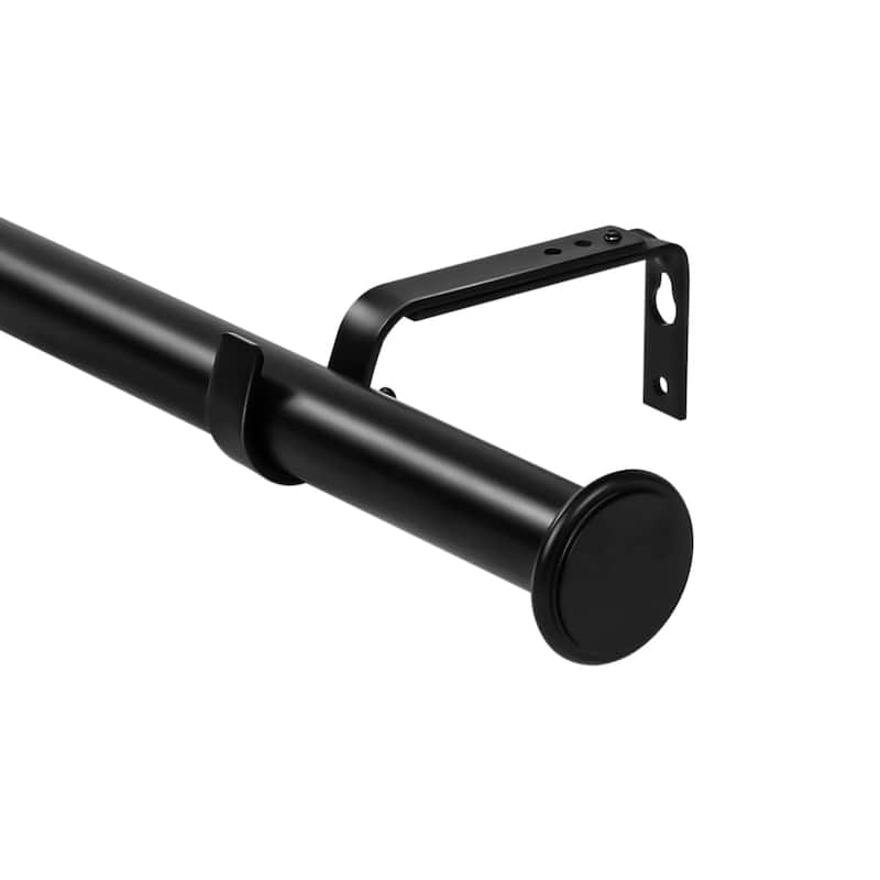 1-inch Diameter Bouton Adjustable Single Drapery Curtain Rod - 48"-84" - Black