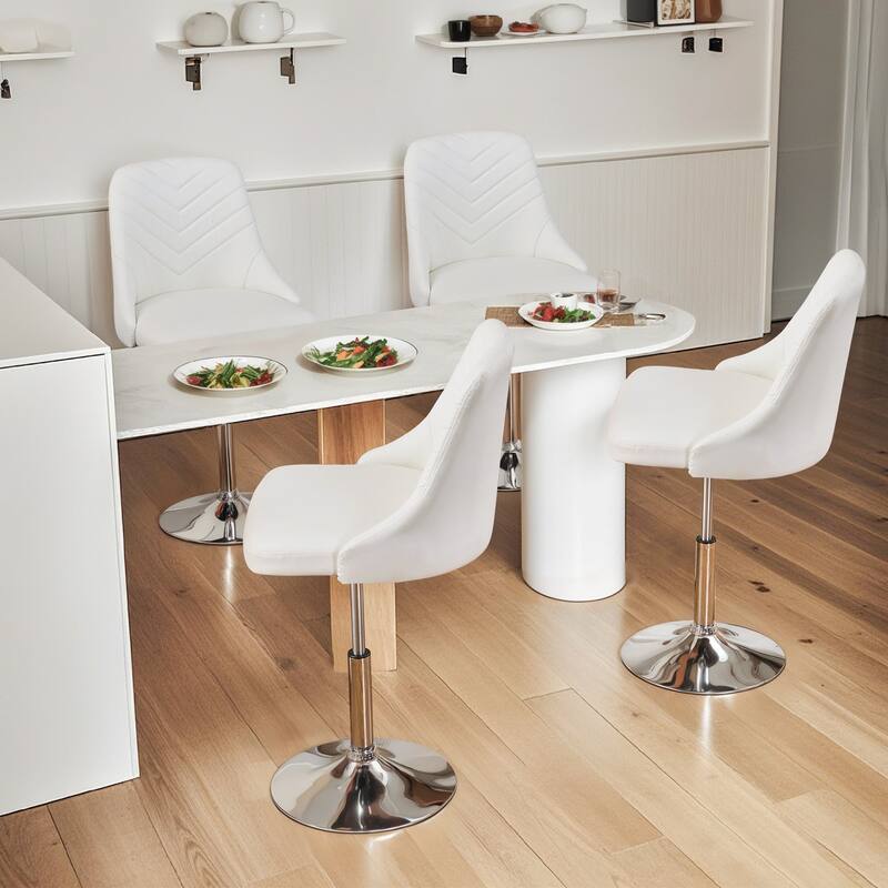 Javlergo Set of 1/2/3 Brown & White PU Leather Adjustable Swivel Bar Stools for Kitchen Living Room Office