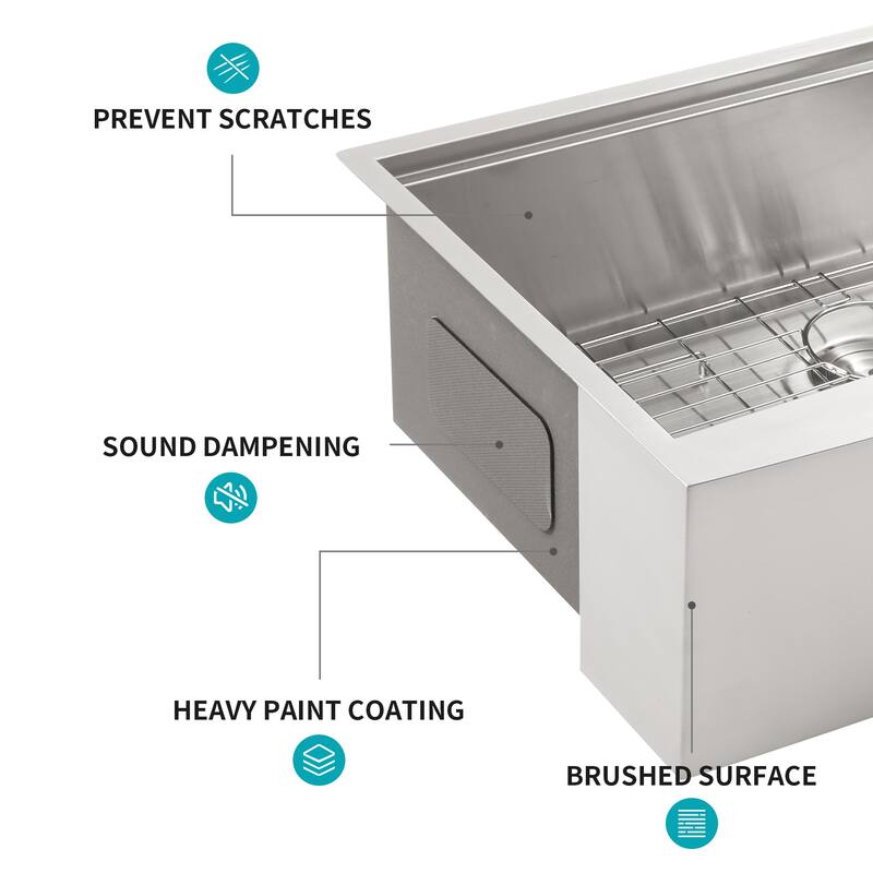 Farmhouse Kitchen Sink Stainless Steel 16 gauge Apron Front Basin with Workstation