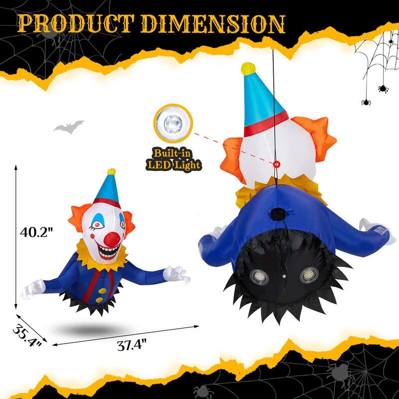 40 in. Halloween Clown Inflatable Decorations Broke Out From Window
