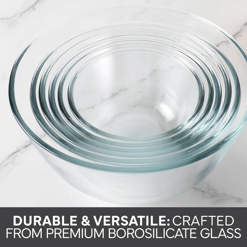 COOK WITH COLOR 12 Pc Glass Nesting Mixing Bowl Set with Lids for Cooking and Prep