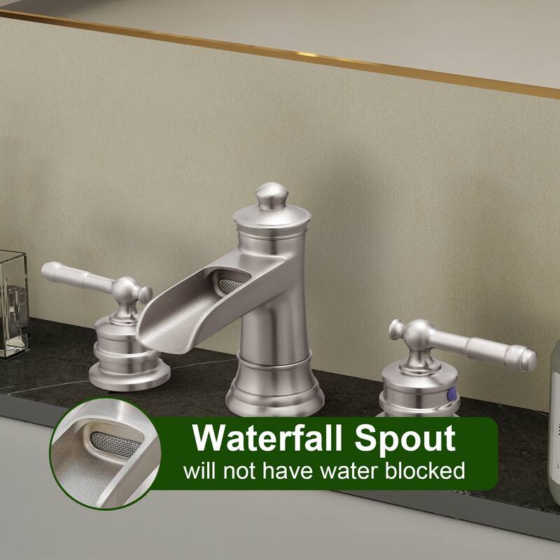 Topcraft Two Handle Waterfall Bathroom Faucet with Pop-Up Drainer