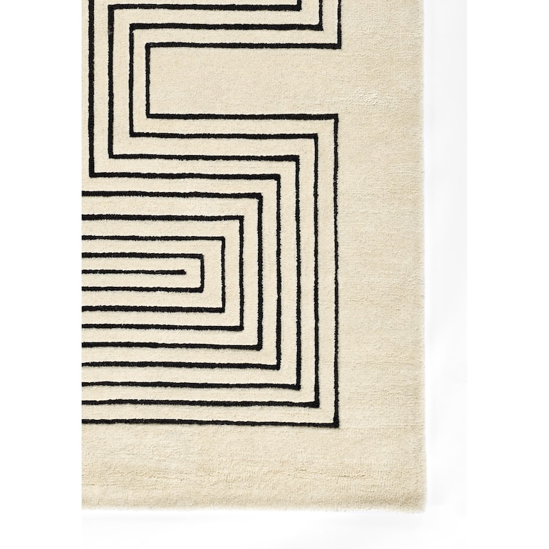 Momeni Simba Geometric Wool Area Rug - 2' 6" x 8' - White