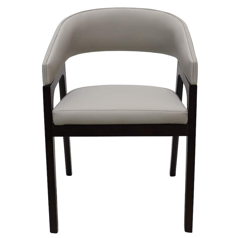 Cali Leather Dining Chair with Rubberwood Legs for Modern Kitchend and Dining Room Accent Arm Chair With Curved Open Back Design