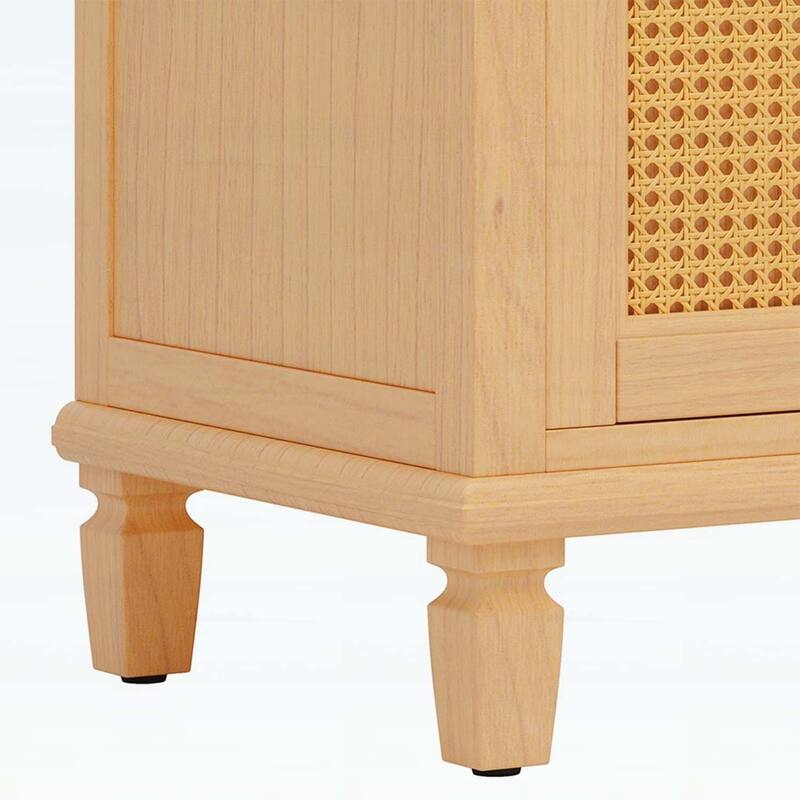 36 Inch Rattan Bathroom Vanity with Ceramic Sink,Modern Design with 2 Soft Close Doors and 3 Drawers
