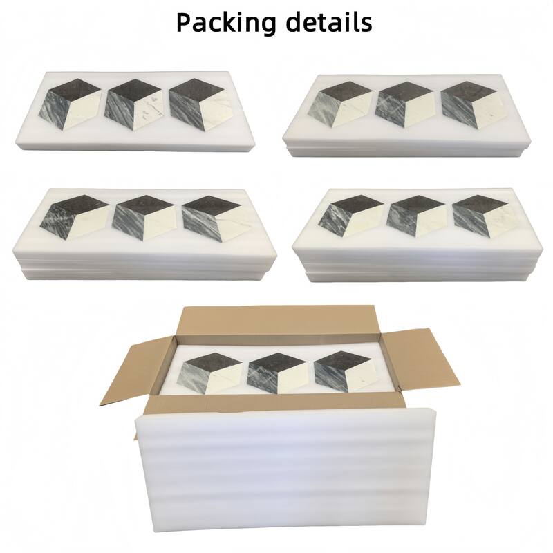 Roomfitters Hexagon Waterjet Marble Tile for Floor and Wall, Polished Natural Stone, Genuine Marble, 12-Piece Box, Gray Black