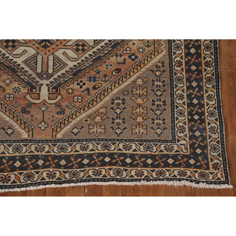 Tribal Animals Bakhtiari Persian Vintage Rug Hand-Knotted Wool Carpet - 5'5" x 9'11"