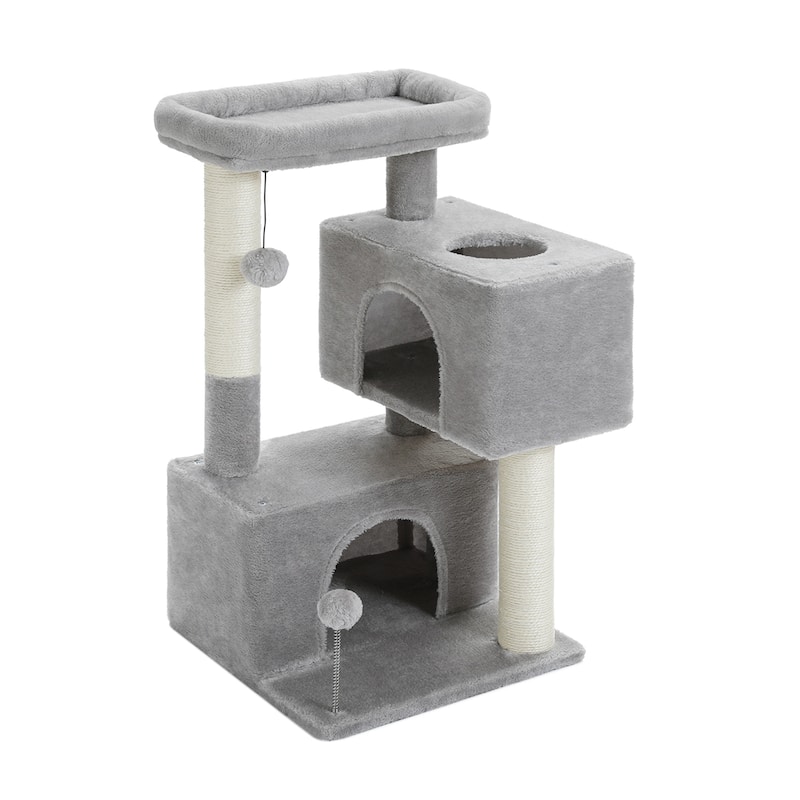 31.5" Cat Tree Cat Tower with Dual Large Condos - Grey