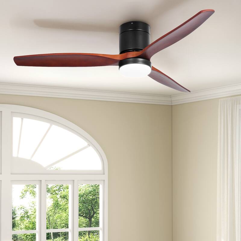 52 Inch Industrial Ceiling Fan with Light and Remote,Flush Mount, 3 Colors, 6 Speed