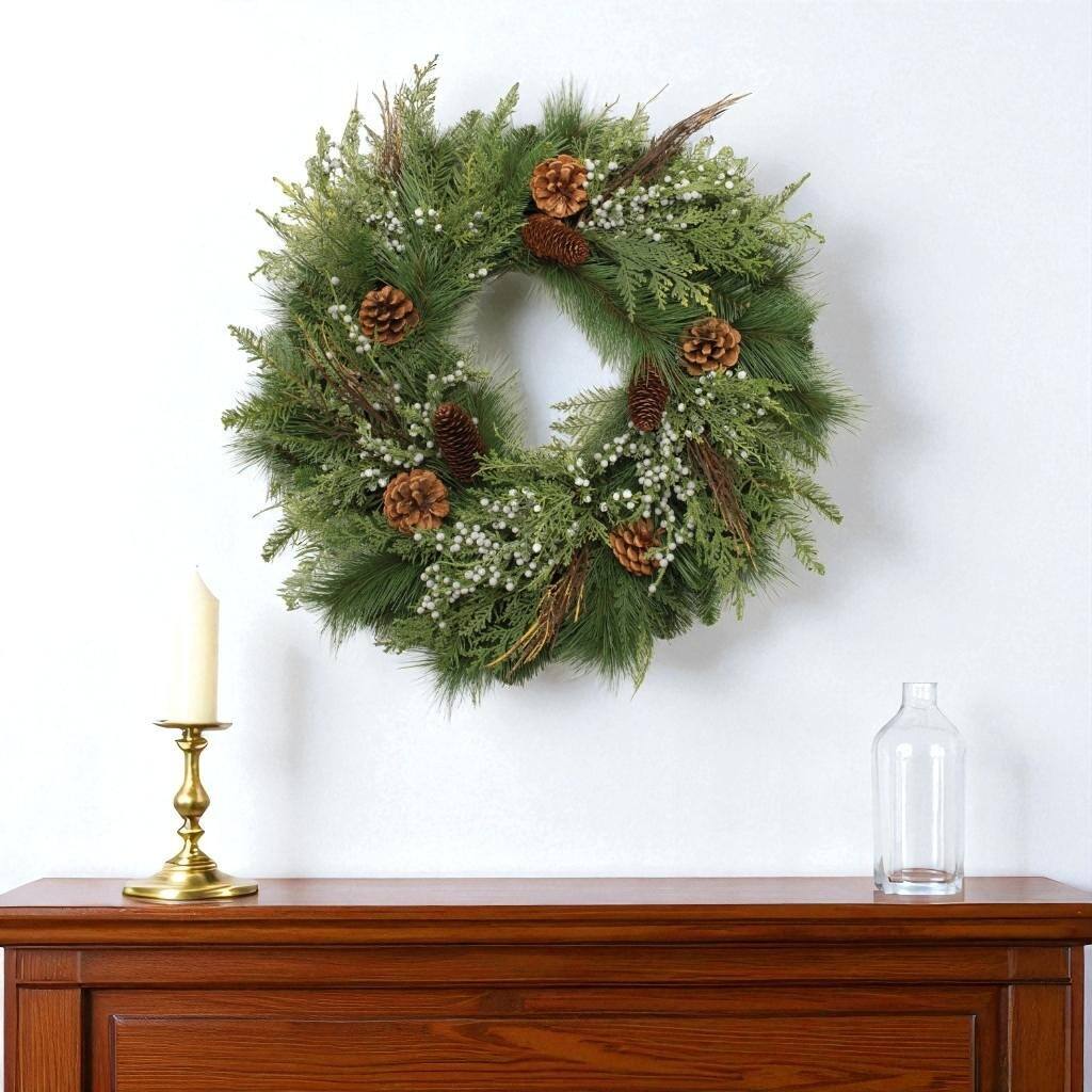 HomeRoots 25" Green And Brown Christmas Pine Artificial Wreath