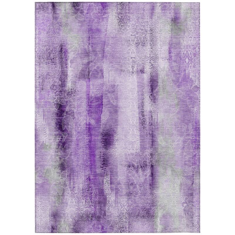 Machine Washable Indoor/ Outdoor Modern Imprints Chantille Rug