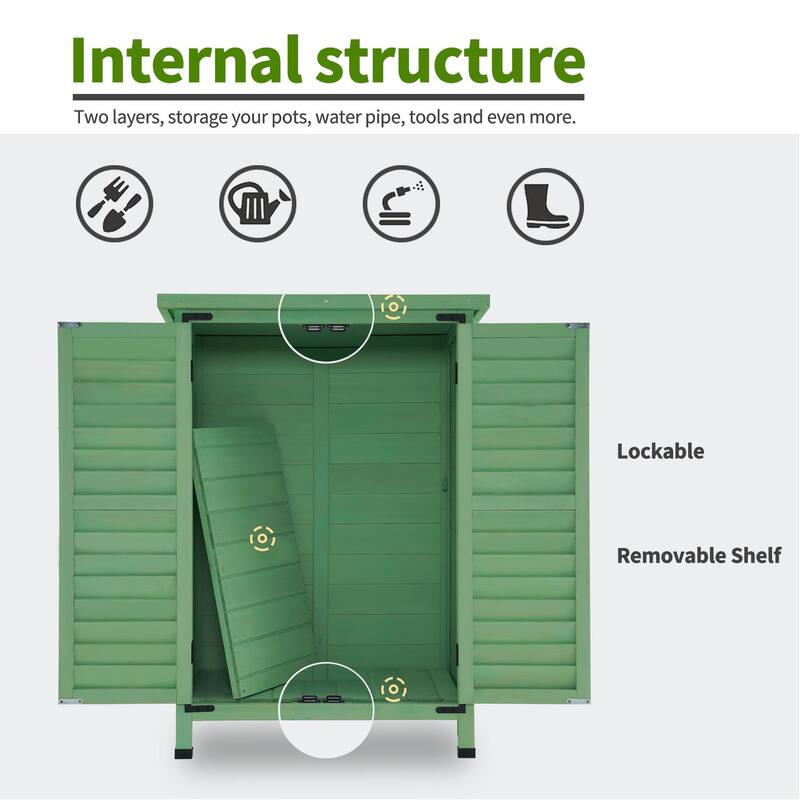 MCombo Small Outdoor Storage Cabinet Shed with Double Doors (24.6" x 18.3" x 38.2"), Wooden 0985