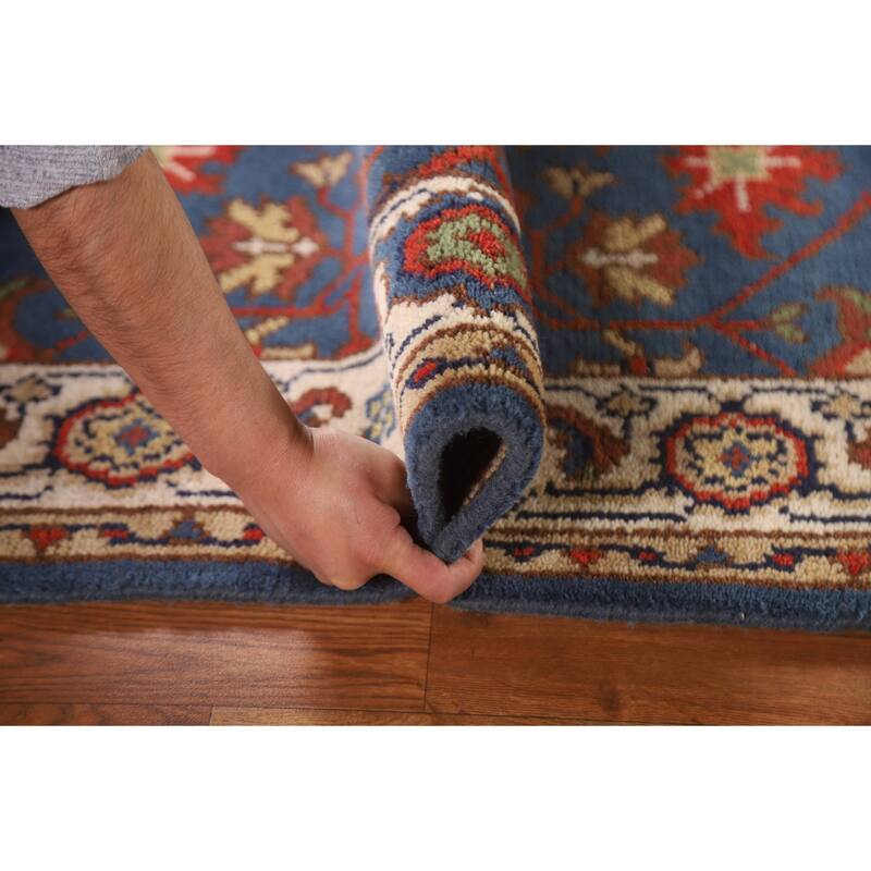 Blue Floral Oushak Indian Area Rug Hand-knotted Wool Carpet - 3'0"x 4'9"