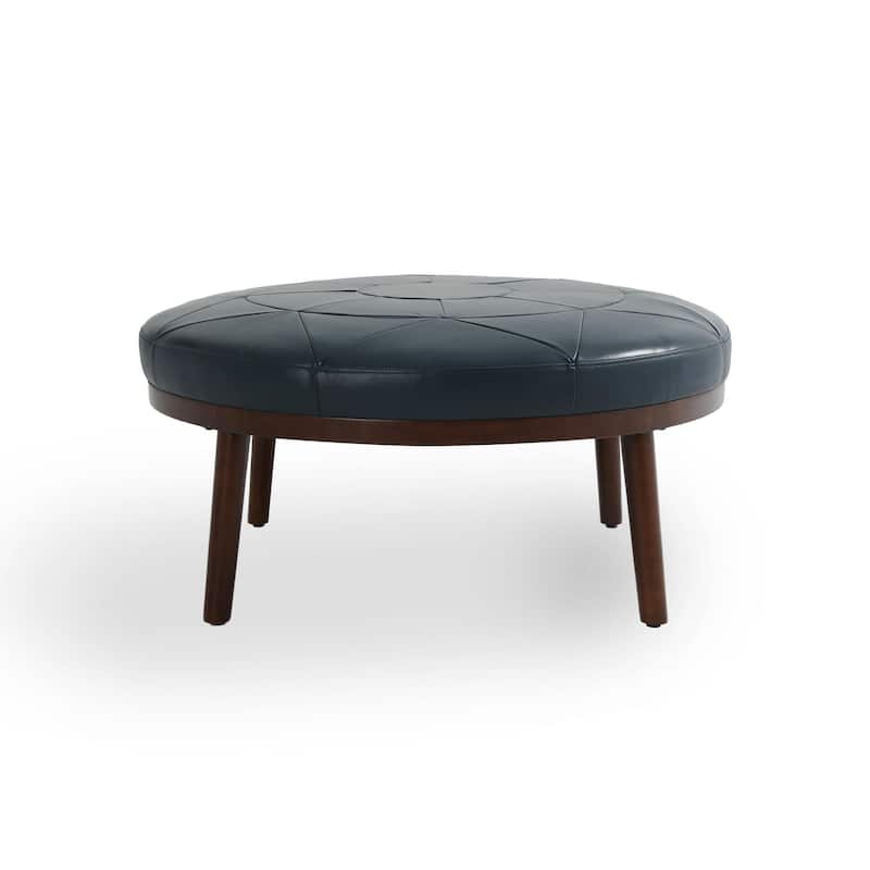 34.5" W Full-Grain Genuine Italian Leather Ottoman by Lumibee