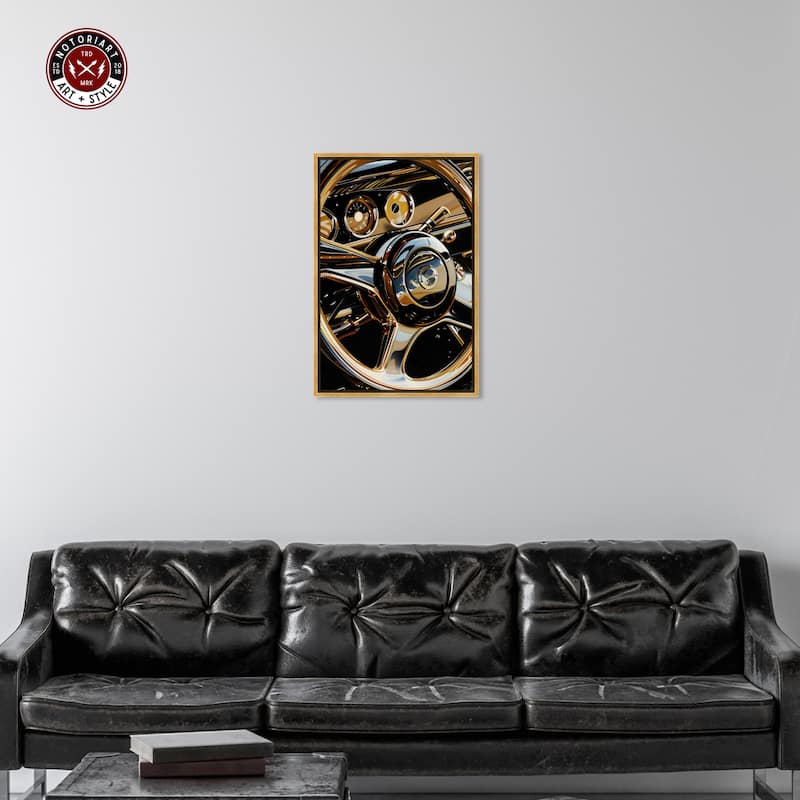 Notoriart Elegant Steering Wheel Framed Car 1 Piece Canvas Wall Art