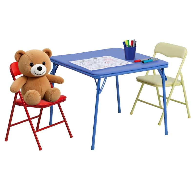Kids Colorful 3 Piece Folding Table and Chair Set