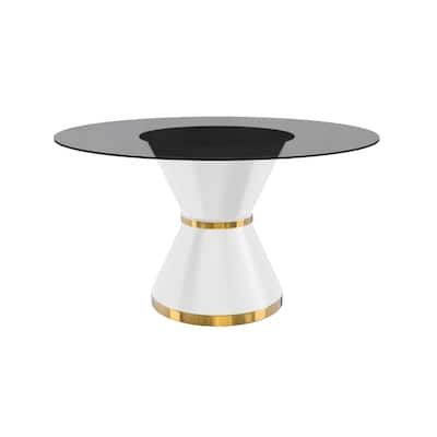 Round Dining Table with a Glass/Stone Tabletop in Qorvus Series by LeisureMod