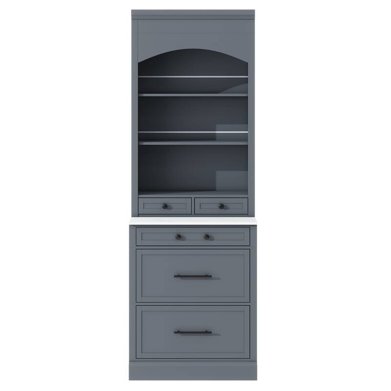 Freestanding High Kitchen Pantry Tall Kitchen Hutch, Set of 2, Gray