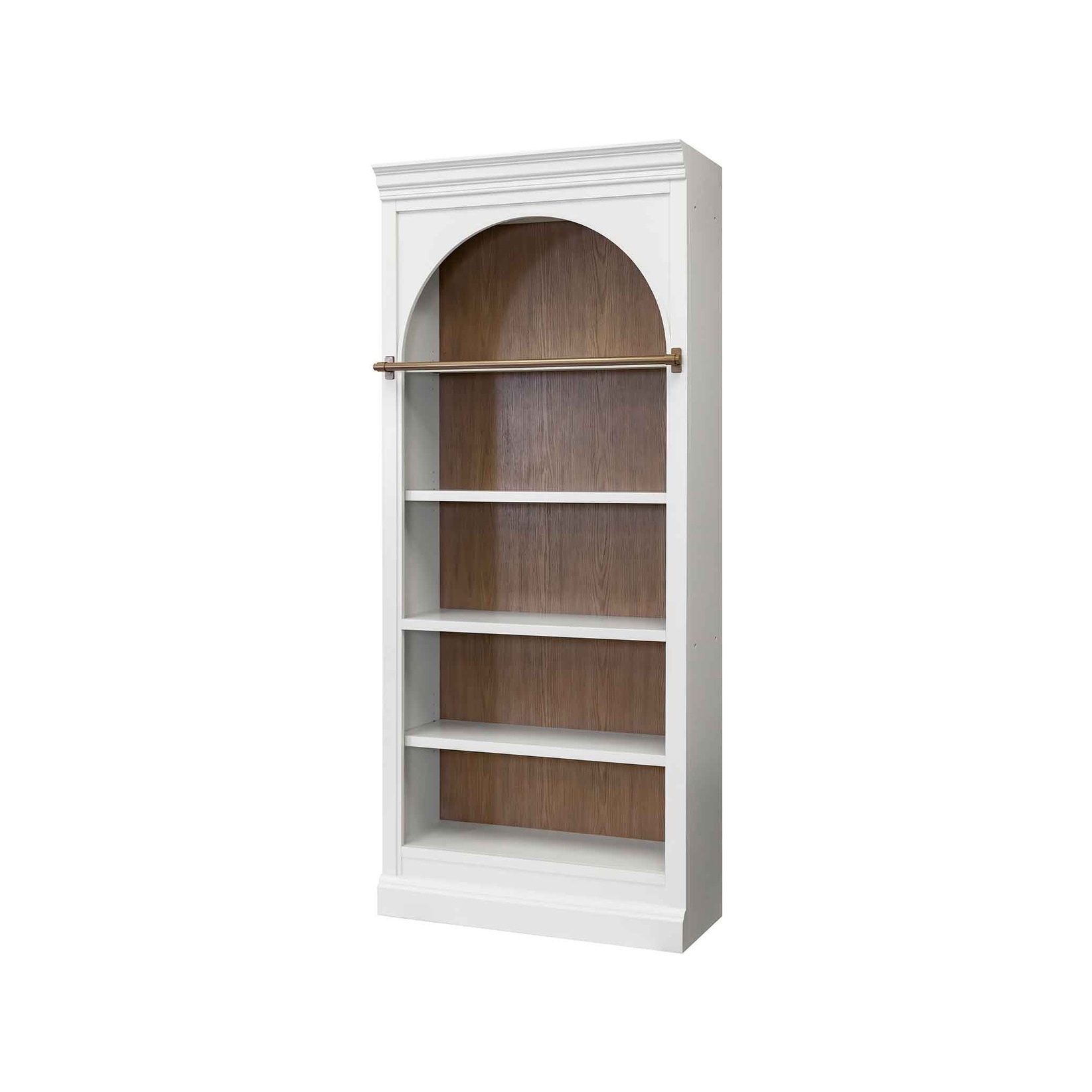Contemporary 94" Tall Arched Wood Bookcase, Storage Organizer, Office Shelving, Fully Assembled, White