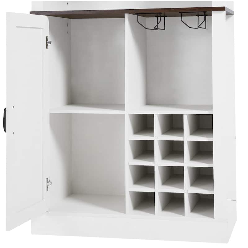 76 Inch Tall Farmhouse Kitchen Faux Rattan Wine Cabinet