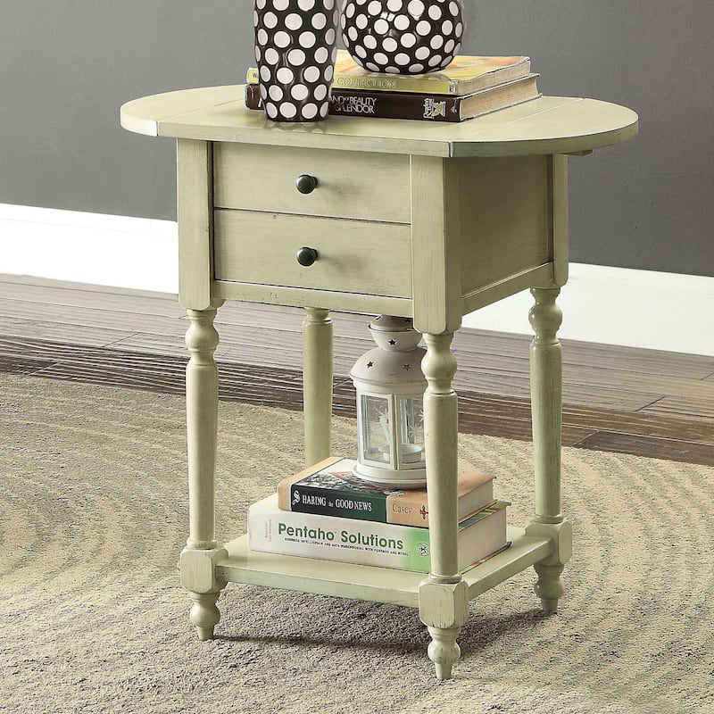 Kist French Country 25-inch Solid Wood 1-Shelf Side Table by Furniture of America - Antique White