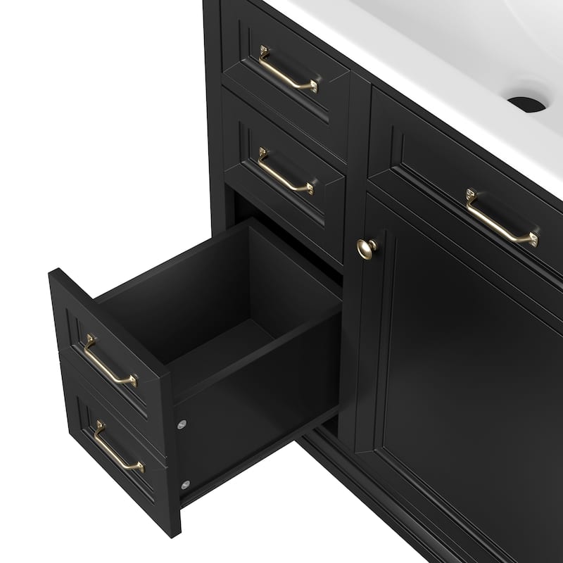GDFStudio - Avalon 36-Inch Bathroom Vanity with Ceramic Sink Top, Freestanding Storage Cabinet, Pre-Drilled for 8-Inch Faucet