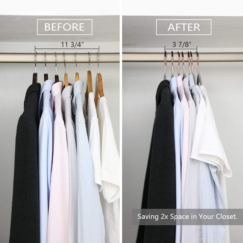 Javlergo 50/100 Pack Velvet Hangers, Heavy Duty Non Slip & Space-Saving Cloth Hangers with 6 Finger Clips & Tie Rack