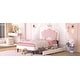 preview thumbnail 16 of 14, Twin Size Upholstered Princess Bed with Crown Headboard and 2 Drawers, Platform Bed in White+Pink