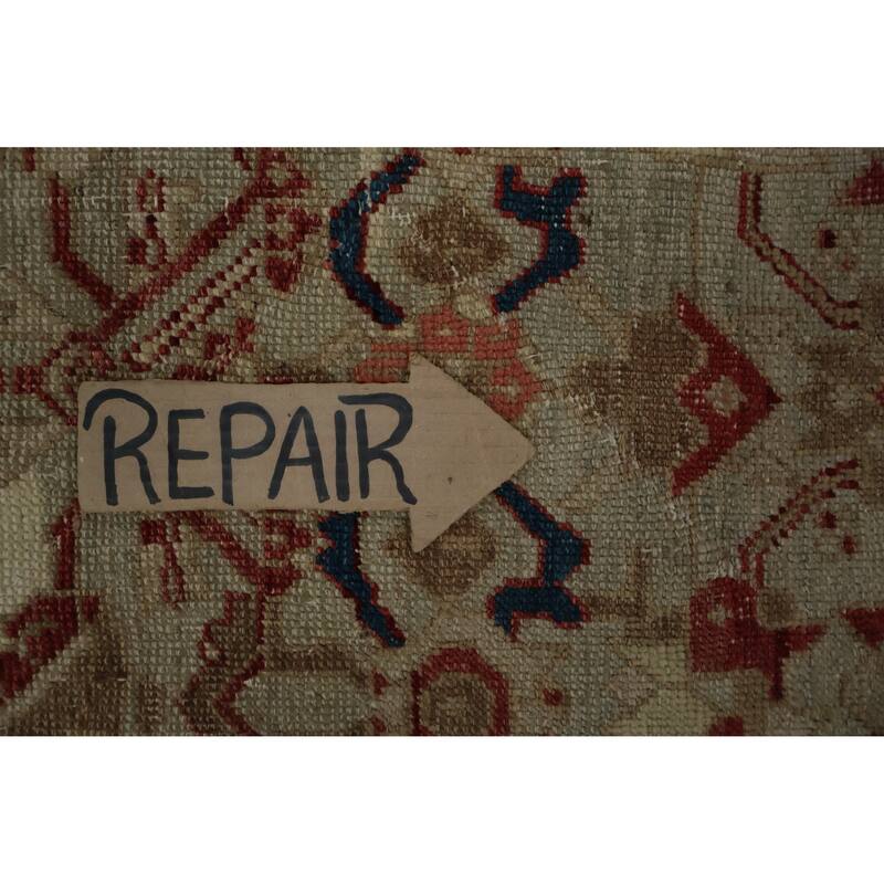 Hand Knotted Oriental 100% Wool Carpet Traditional Floral Beige & Ivories Sultanabad (Ziegler) Area Rug - 11' 0'' X 9' 1''