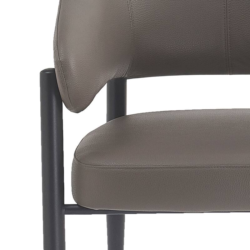 Modern Faux Leather and Metal Dining Chair, Set of 2