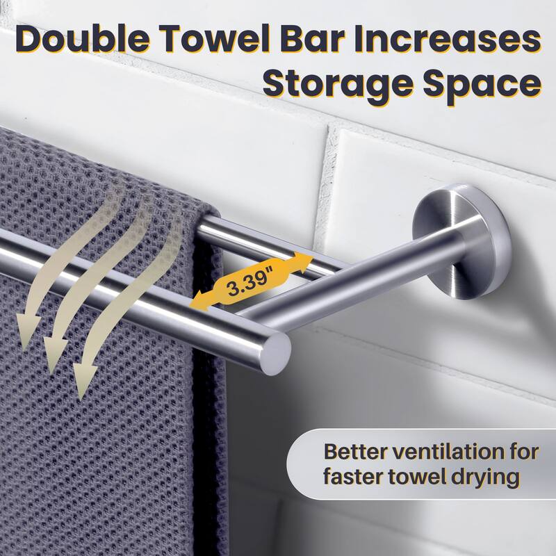 WOWOW Wall Mounted Stainless Steel Double Towel Bar